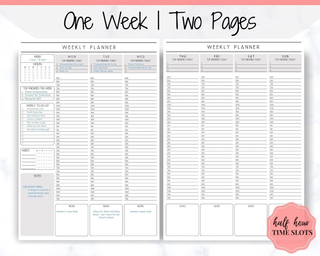 2 Weekly Planner Template
