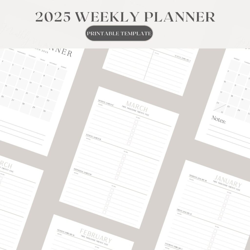 2025 Weekly Planner Printable – Minimalist Weekly Calendar, Goal ...