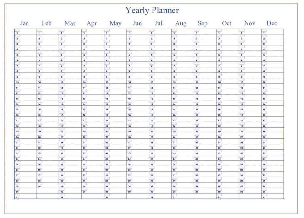 2026 Printable Yearly Planner Sheet