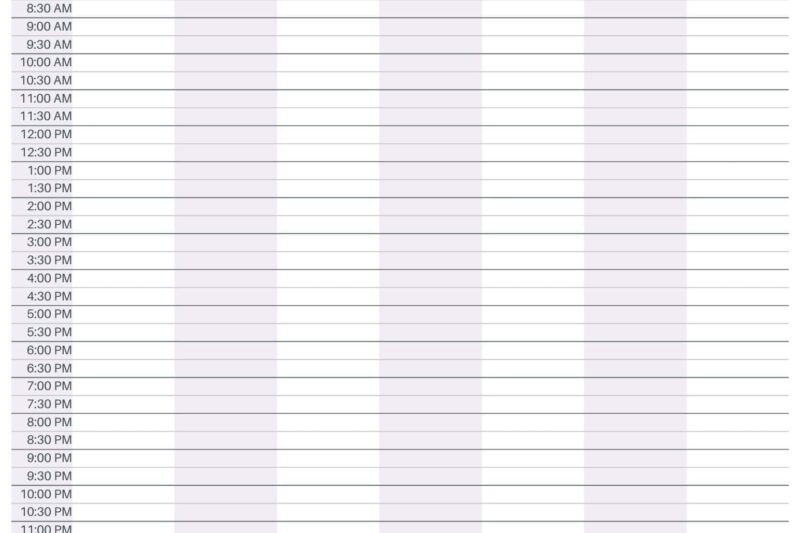 24 7 Weekly Planner Printable - 24-Hour Weekly Planner FREE Printable