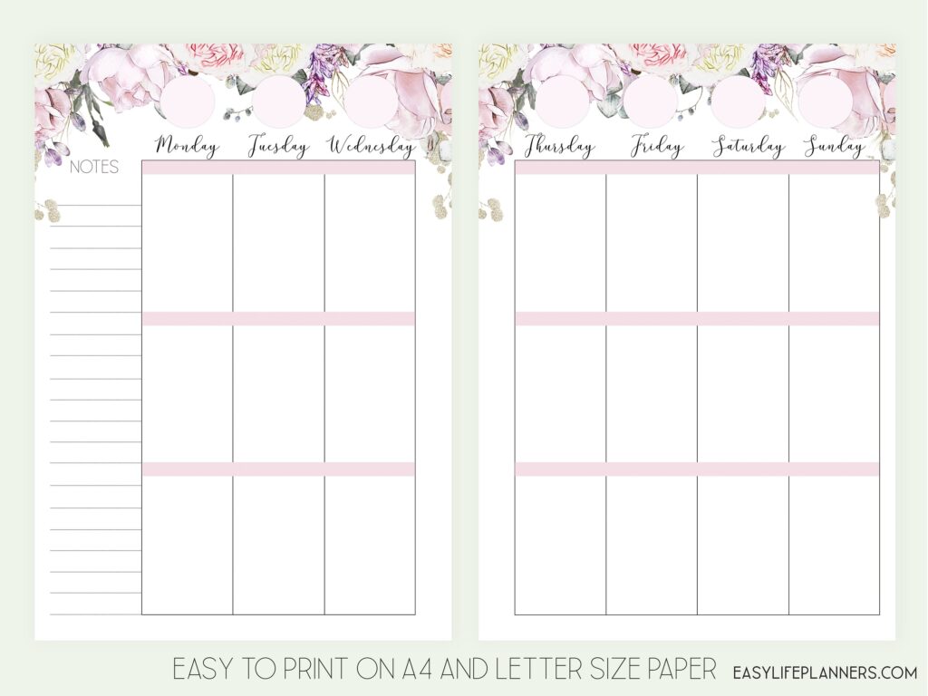 A5 Planner Inserts Free Printables - Free A5 Weekly Planner Printables - Templates Printable