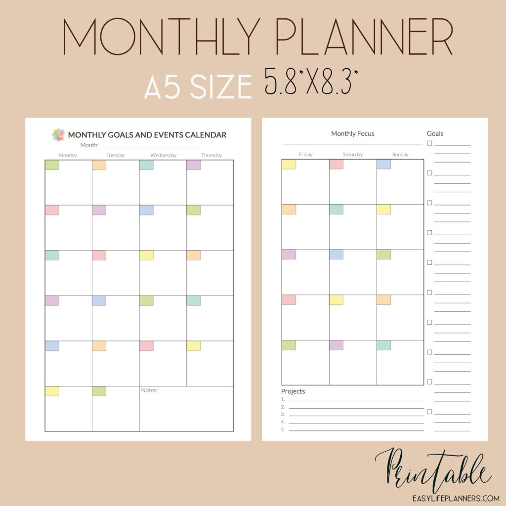 A5 Planner Printables A5 Planner Printables
