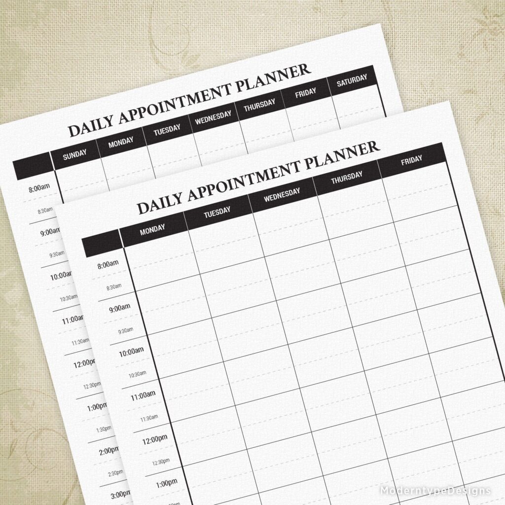Appointment Planner Printable Appointment Planner Printable