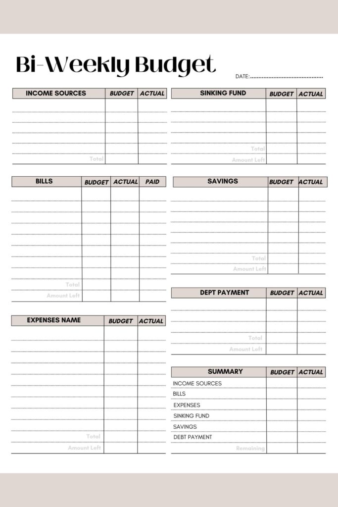 Bi Weekly Budget Planner Printable Plategulfweekly Time Sheet Printable