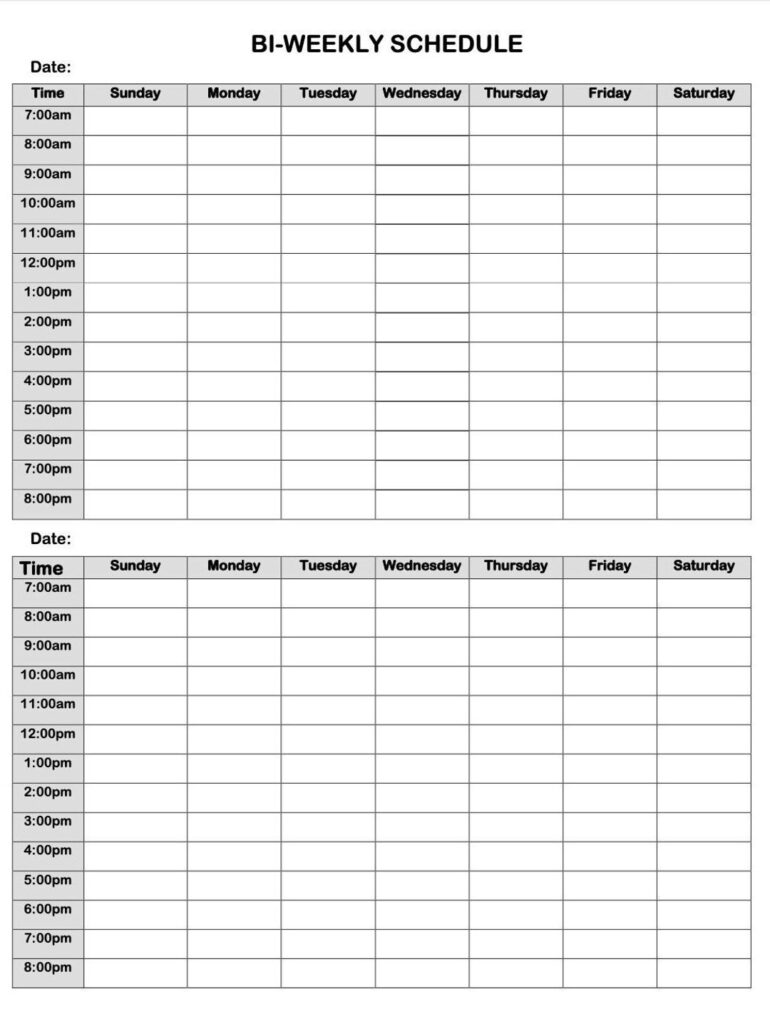Bi-weekly Planner Printable, Hourly Schedule (instant Download) - Etsy