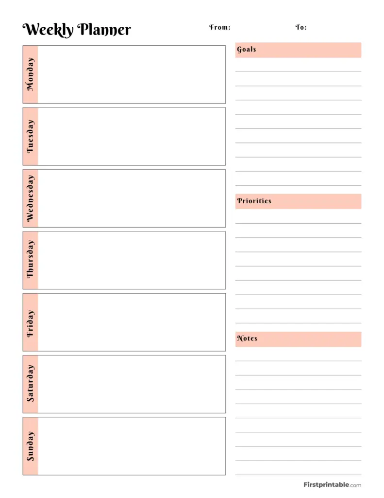 Blank Weekly Calendar Template