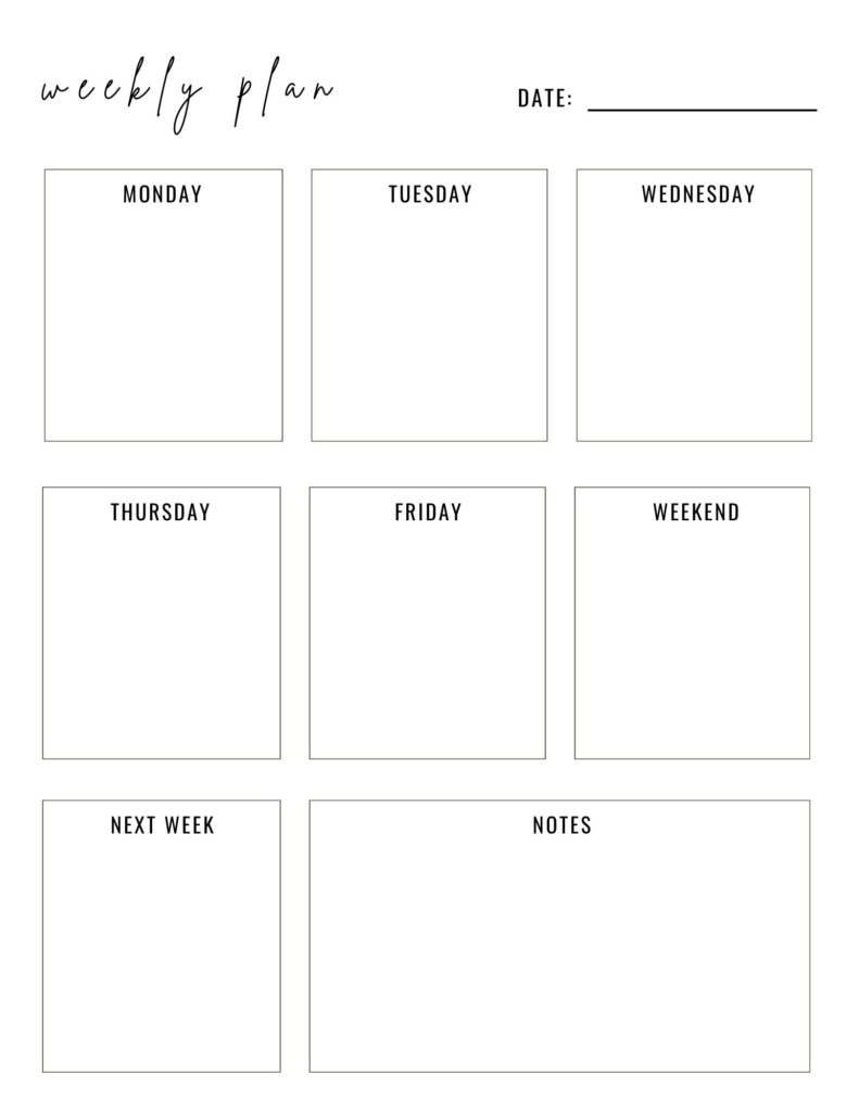 Blank Weekly Template Printable Free Weekly Schedule Free Printable 7