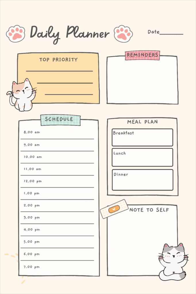 Cute Cat Digital Planner | Printable Planner by Amy Eddington | Study ...