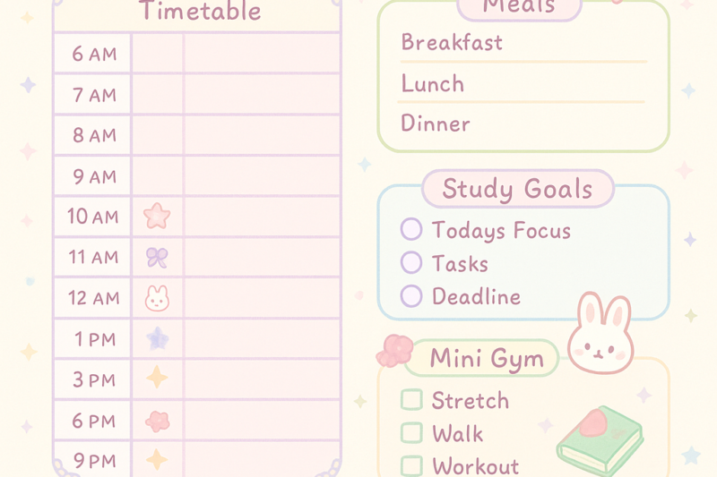 Cute Daily Planner Template Printable - Cute Daily schedule Template | My daily schedule template, Cute daily ...