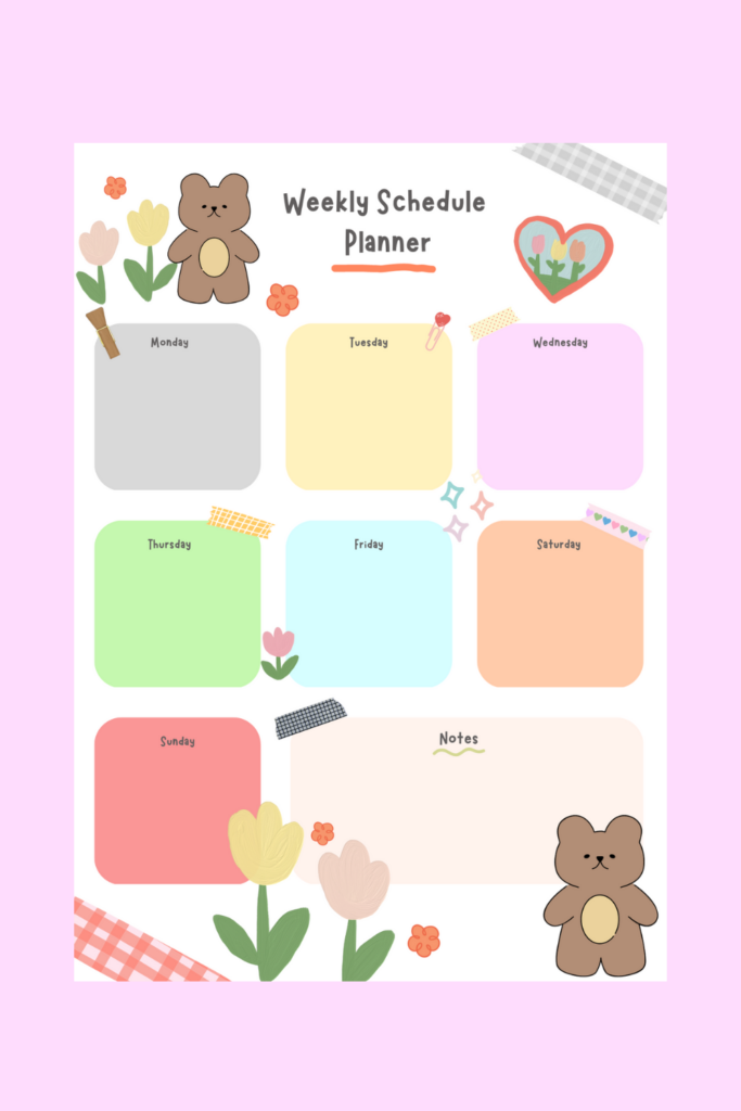 Cute Kawaii Weekly Planner Template | Weekly Printable Planner By ...