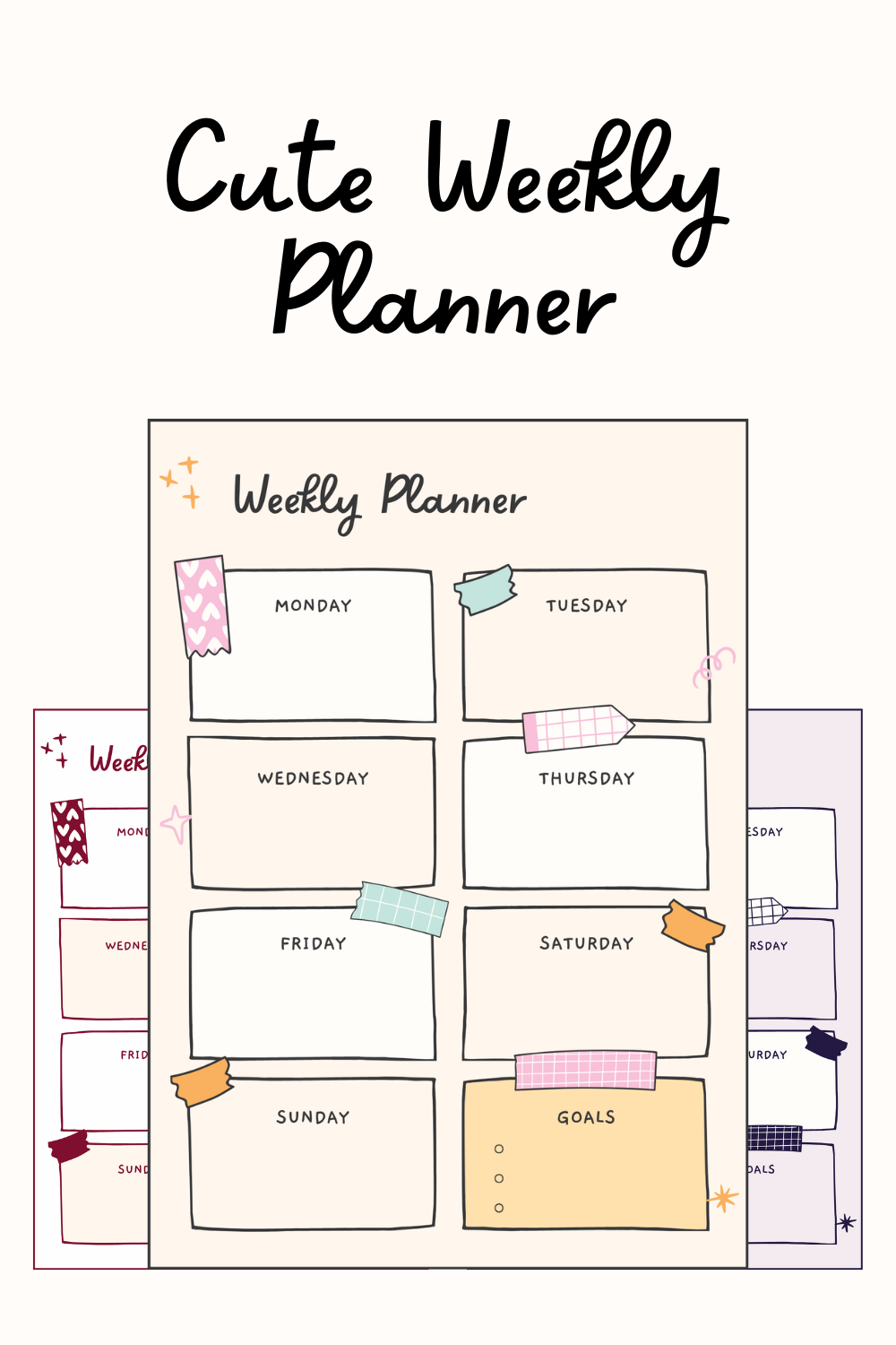 Cute Printable Weekly Planner Template - Free Printable Cute Weekly Planner Template (Easy!) - Printables for ...
