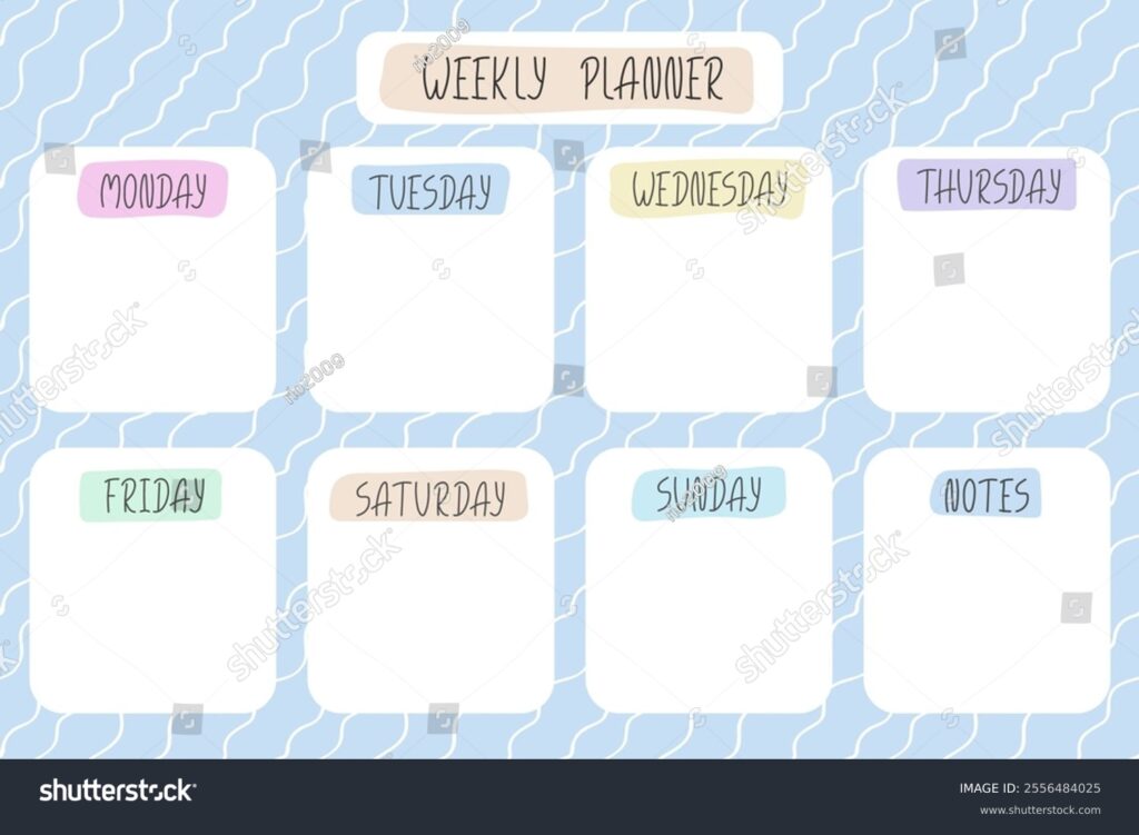 Cute Weekly Planner Template Cute Vector Weekly Planner Template