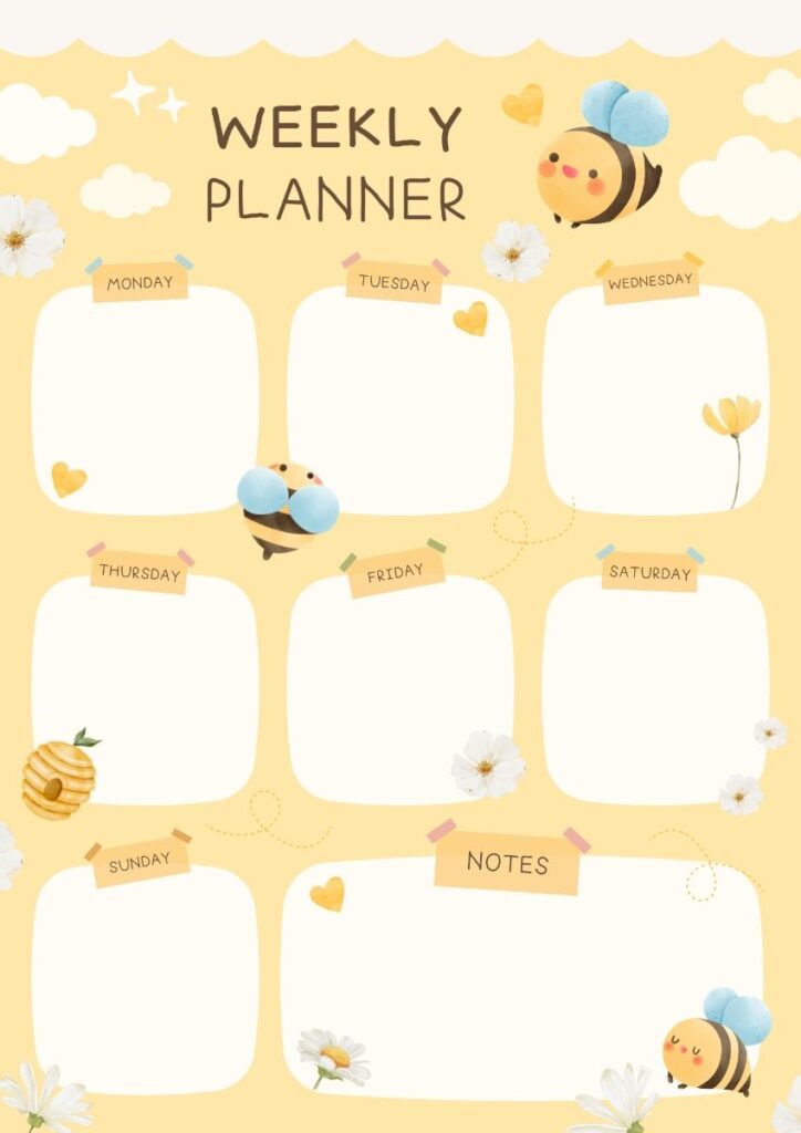 Cute Weekly Planner Template Free - Cute weekly calendar template 10 free pdf printables – Artofit