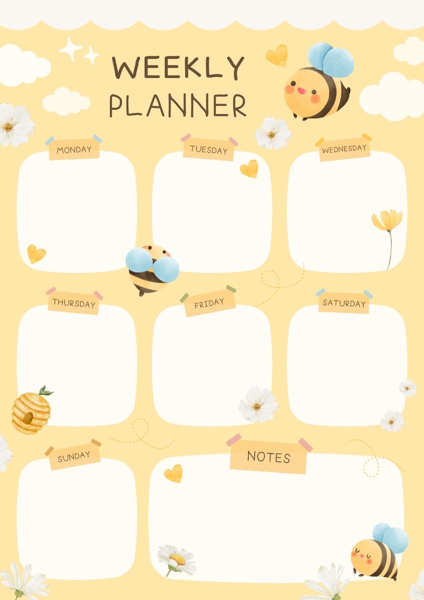 Cute Weekly Planner Template Free - Cute weekly calendar template 10 free pdf printables – Artofit