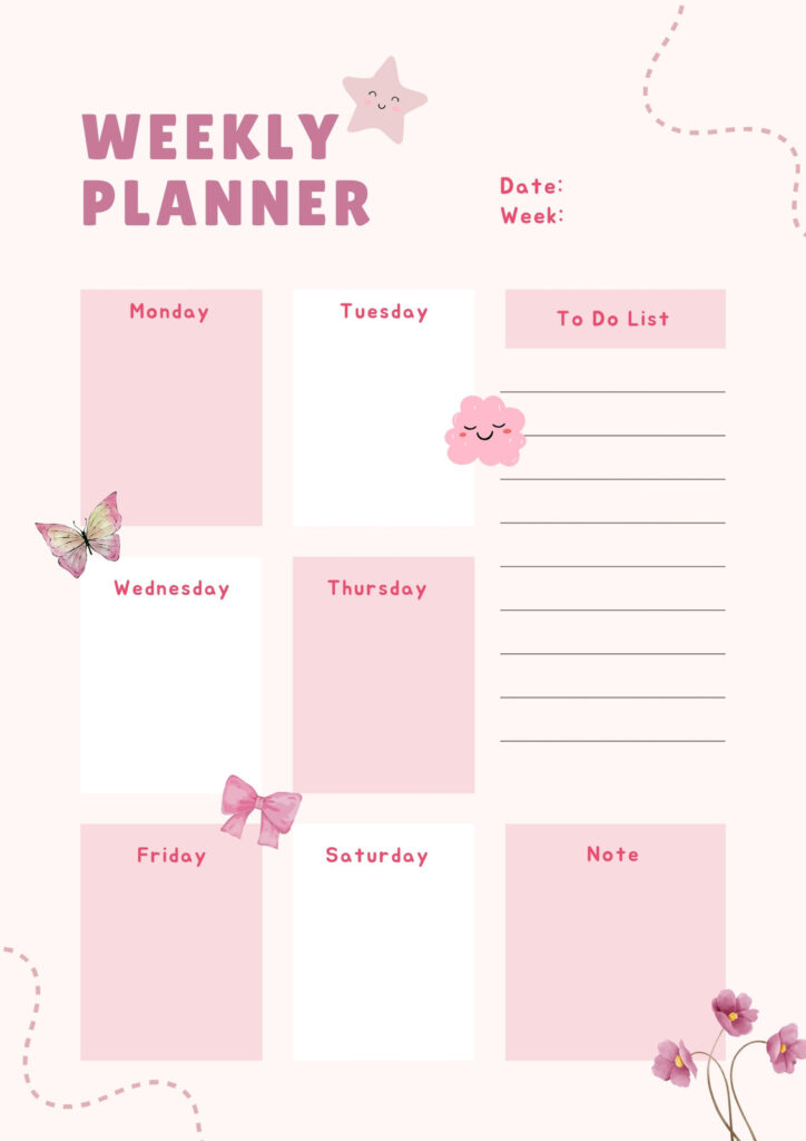 Cute Weekly Planner Templates 1131x1600