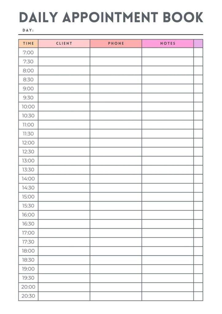 Stay Organized with a Daily Appointment Planner Free Printable … Stay Organized with a Daily Appointment Planner Free Printable ...