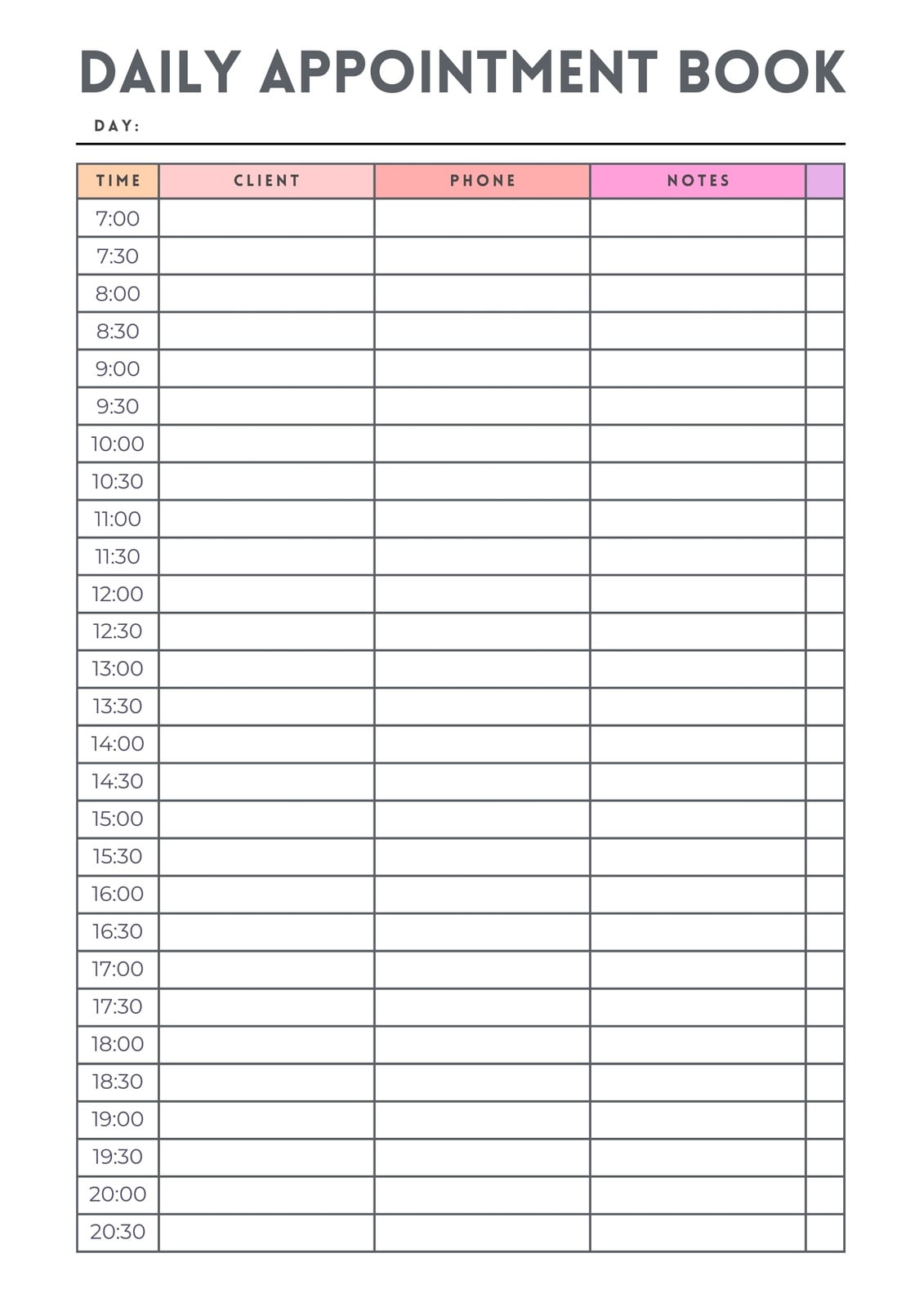 Stay Organized with a Daily Appointment Planner Free Printable ...