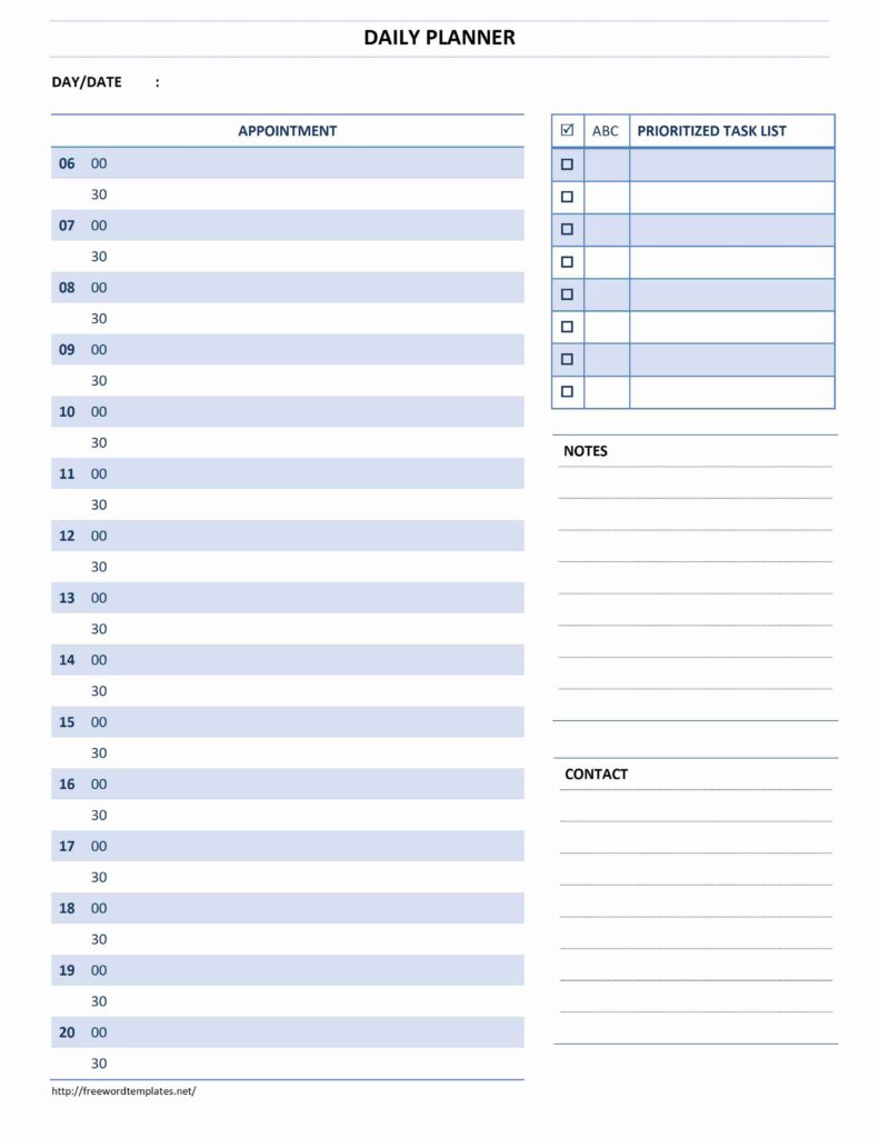 Daily Planner Form Free Word Templates - Free Word Template