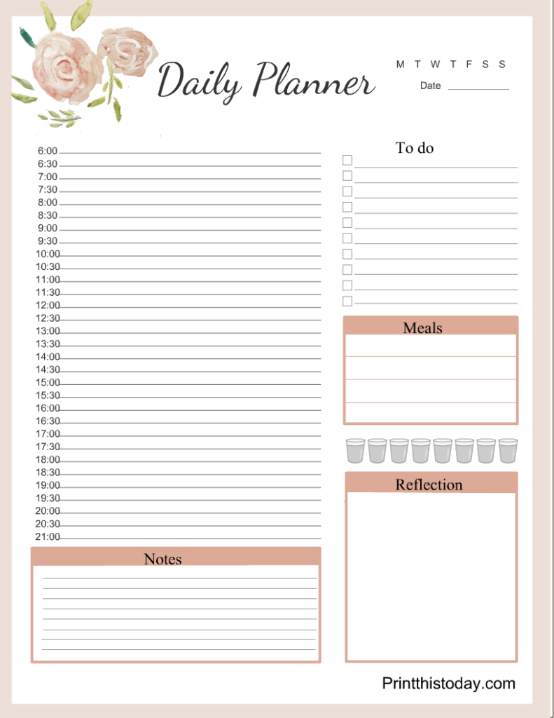Daily Planner Pages To Print – Printable Daily Planner Pages Daily Planner Pages To Print - Printable Daily Planner Pages