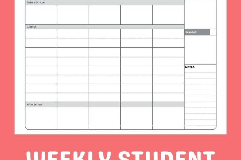 Daily Planner Printable For Students - FREE One-Page Weekly Student Planner Printable