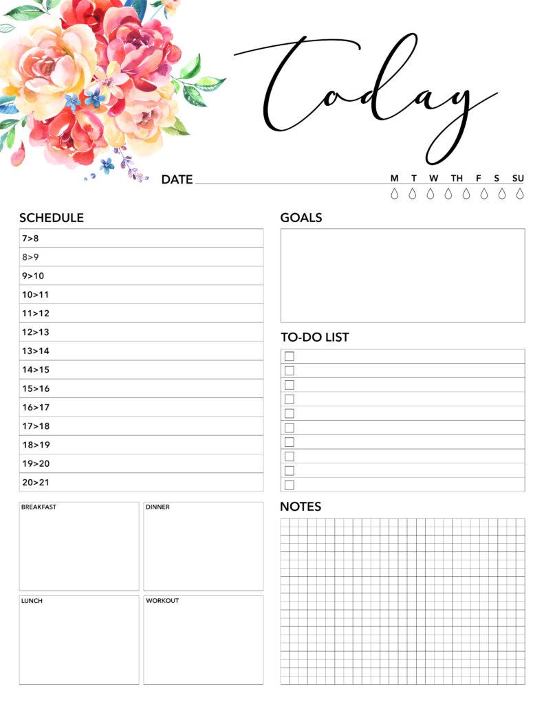 Daily Planner Printable Pages – Printable Calendars AT A GLANCE Daily Planner Printable Pages - Printable Calendars AT A GLANCE