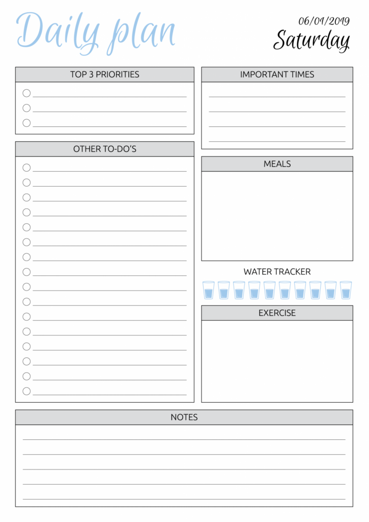 Daily Planner To Do List Printable - Free Printable Dated Daily Planner with To Do List PDF Download