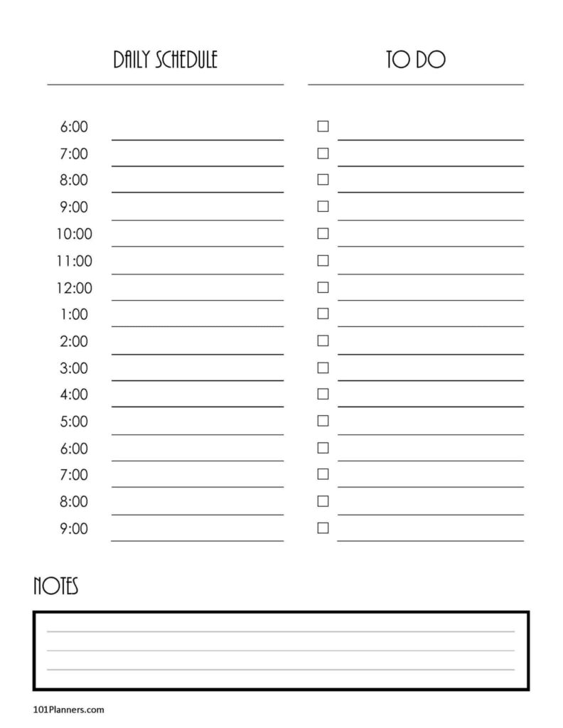 Daily Schedule Free Printable Daily Planner Template - Free Daily Planner Template | Customize then Print