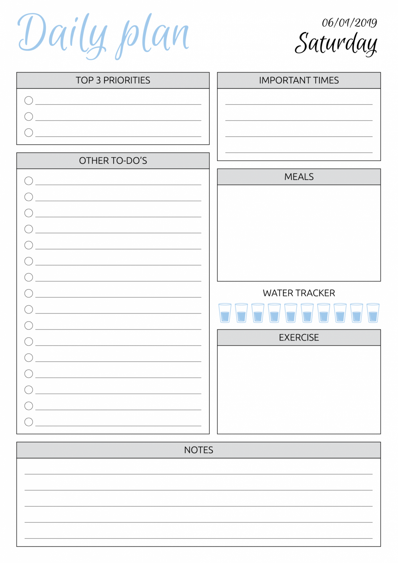 Daily To Do List Planner Printable - Free Printable Dated Daily Planner with To Do List PDF Download