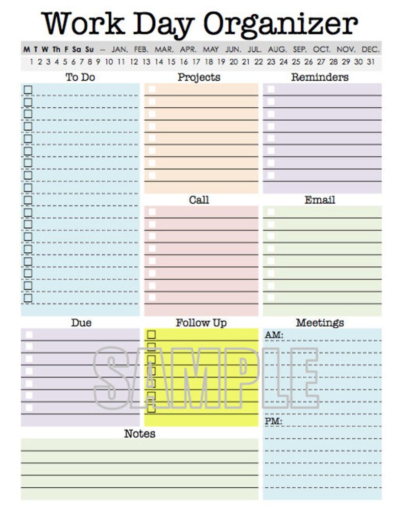 Daily Work Planner Free Printable - Daily Work Planner Template | AT A GLANCE