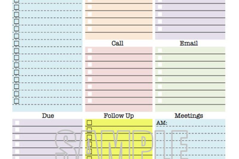 Daily Work Planner Free Printable