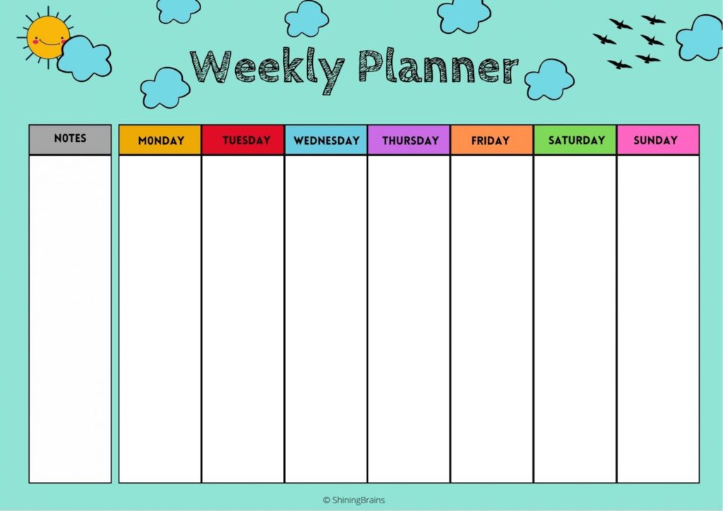 Downloadable Children’s Weekly Planner Template – Printable Children’s Weekly Planner Template Downloadable Children's Weekly Planner Template - Printable Children's Weekly Planner Template