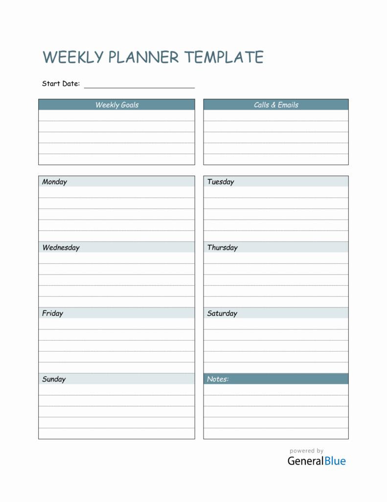 Downloadable Weekly Planner Template Word - Weekly Planner Template in Word