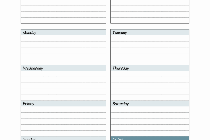 Downloadable Weekly Planner Template Word