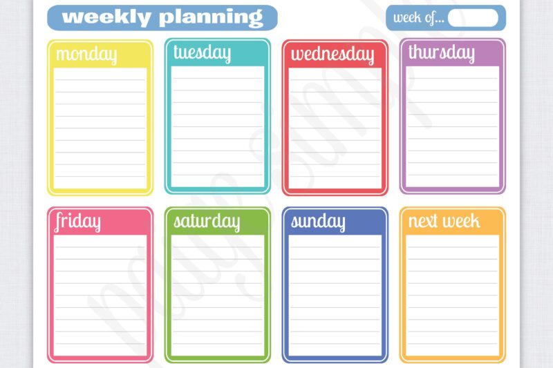 Editable Free Weekly Planner Template