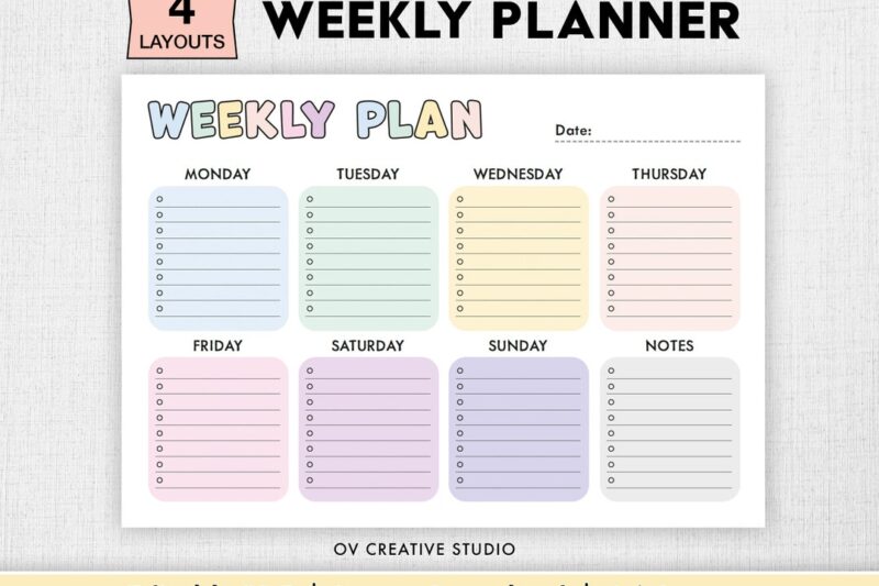 Editable Weekly Planner Template Free