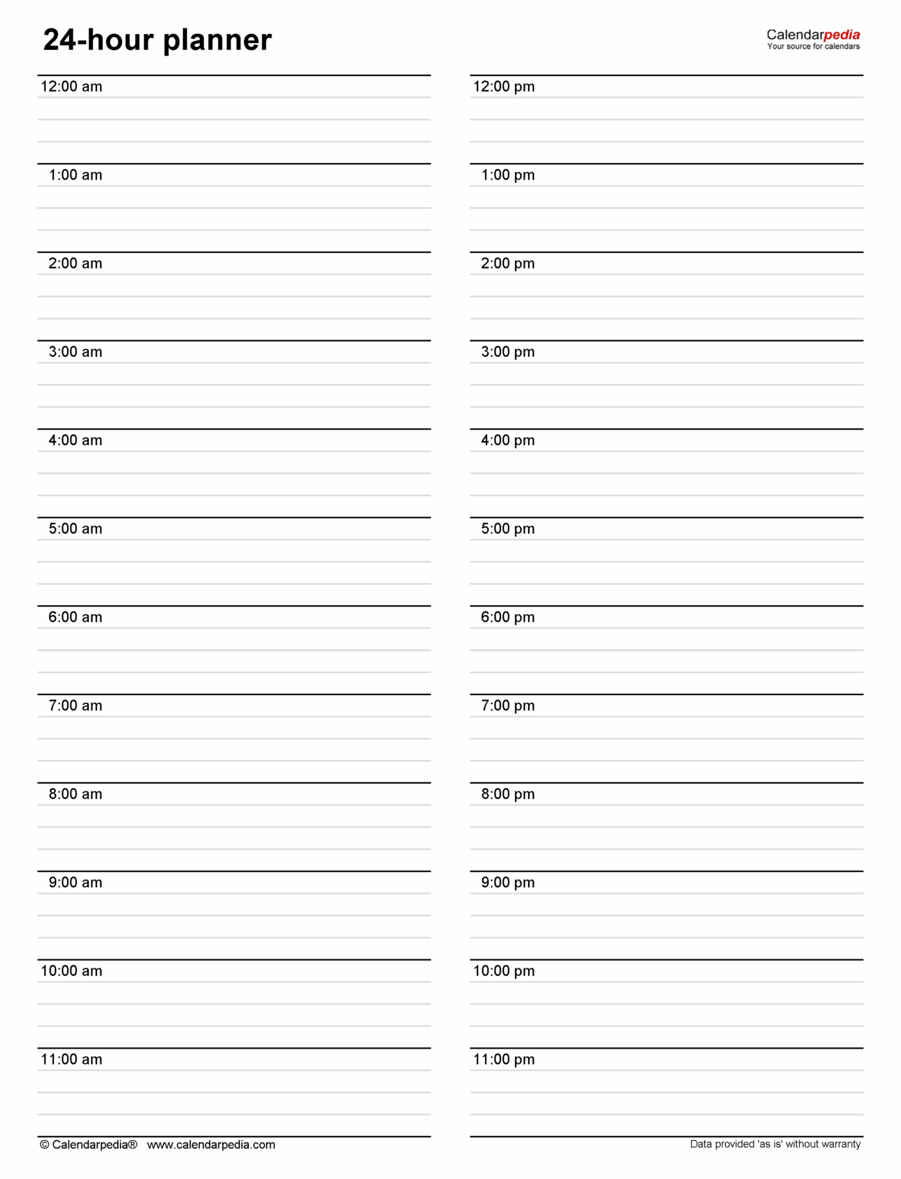 Free 24 Hour Daily Planner Printable - Download Printable Daily Hourly Planner Template – MWRXS