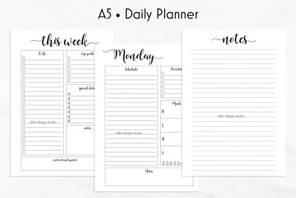 Free A5 Weekly Planner Printables - A5 Planner Printables Free