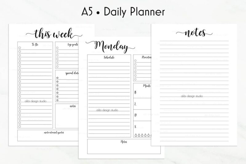 Free A5 Weekly Planner Printables - A5 Planner Printables Free