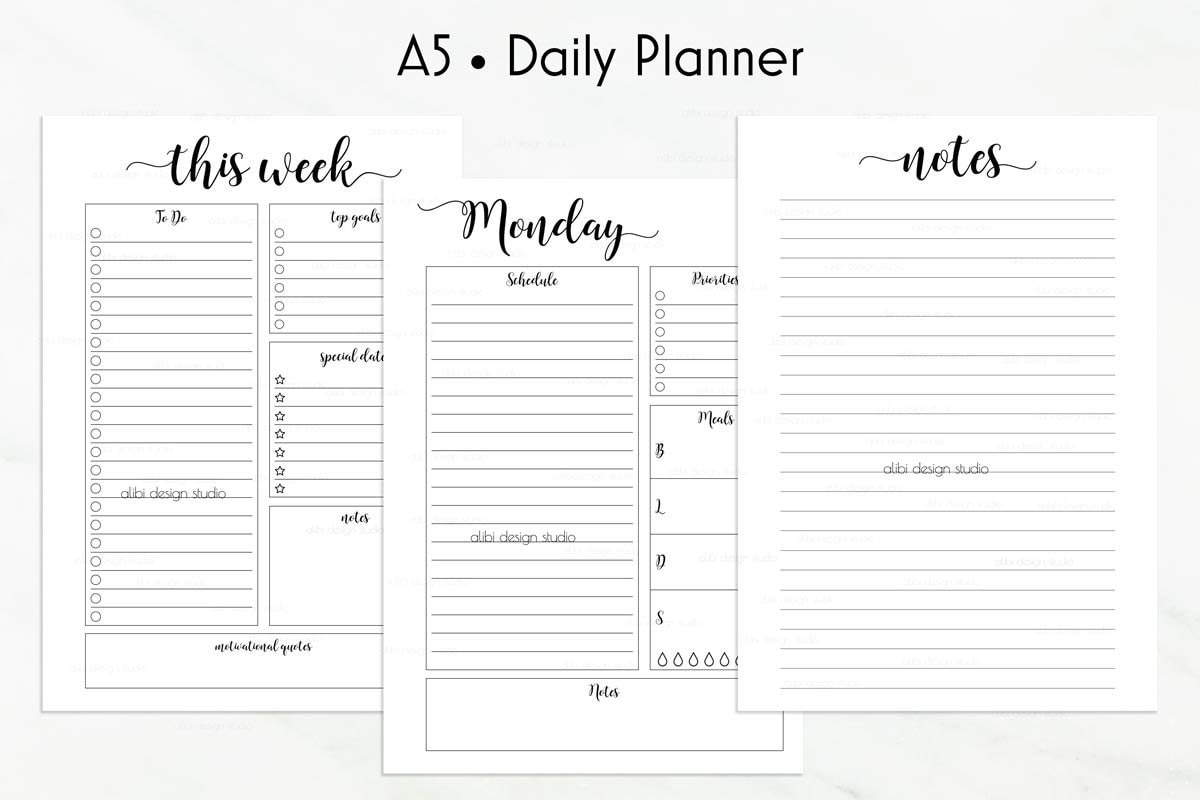 Free A5 Weekly Planner Printables - A5 Planner Printables Free