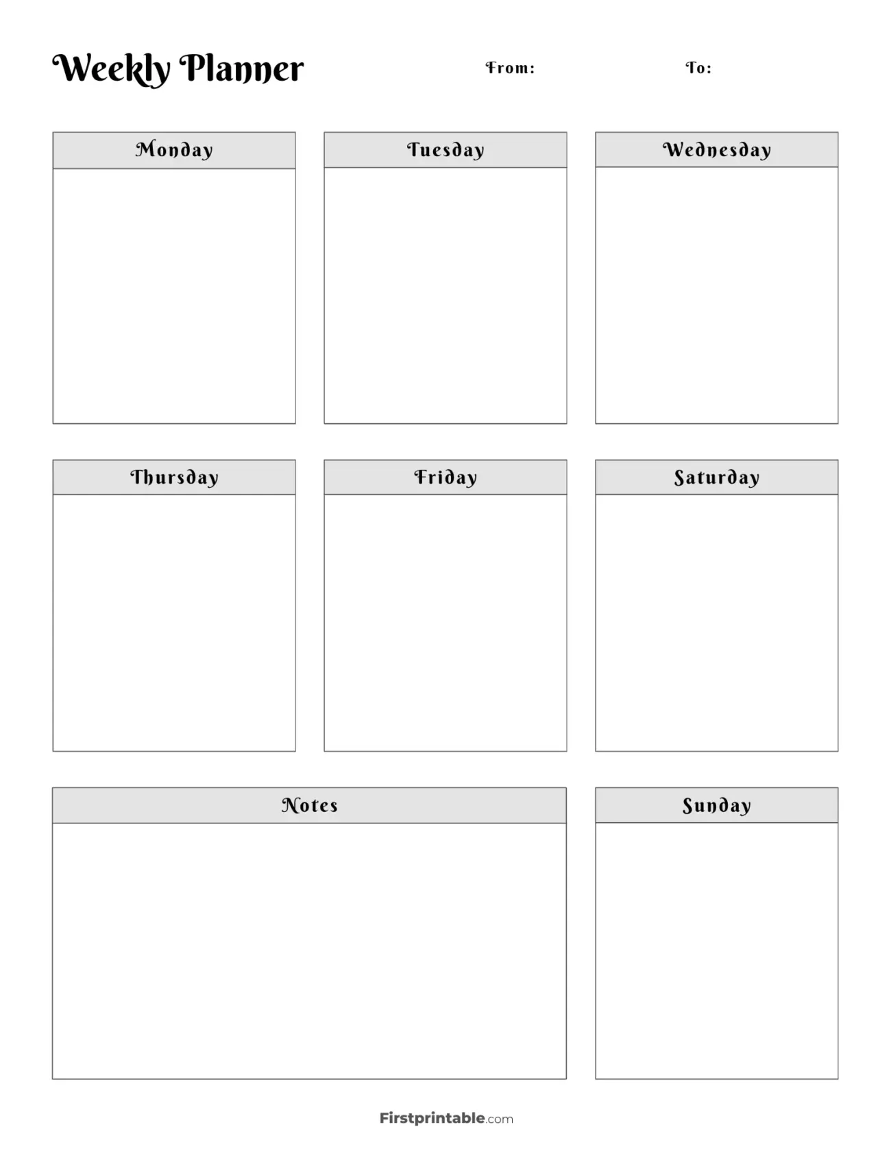 Free Blank Weekly Planner Template - Blank Weekly Calendar Free Printable Weekly Planner | The Happy Housie