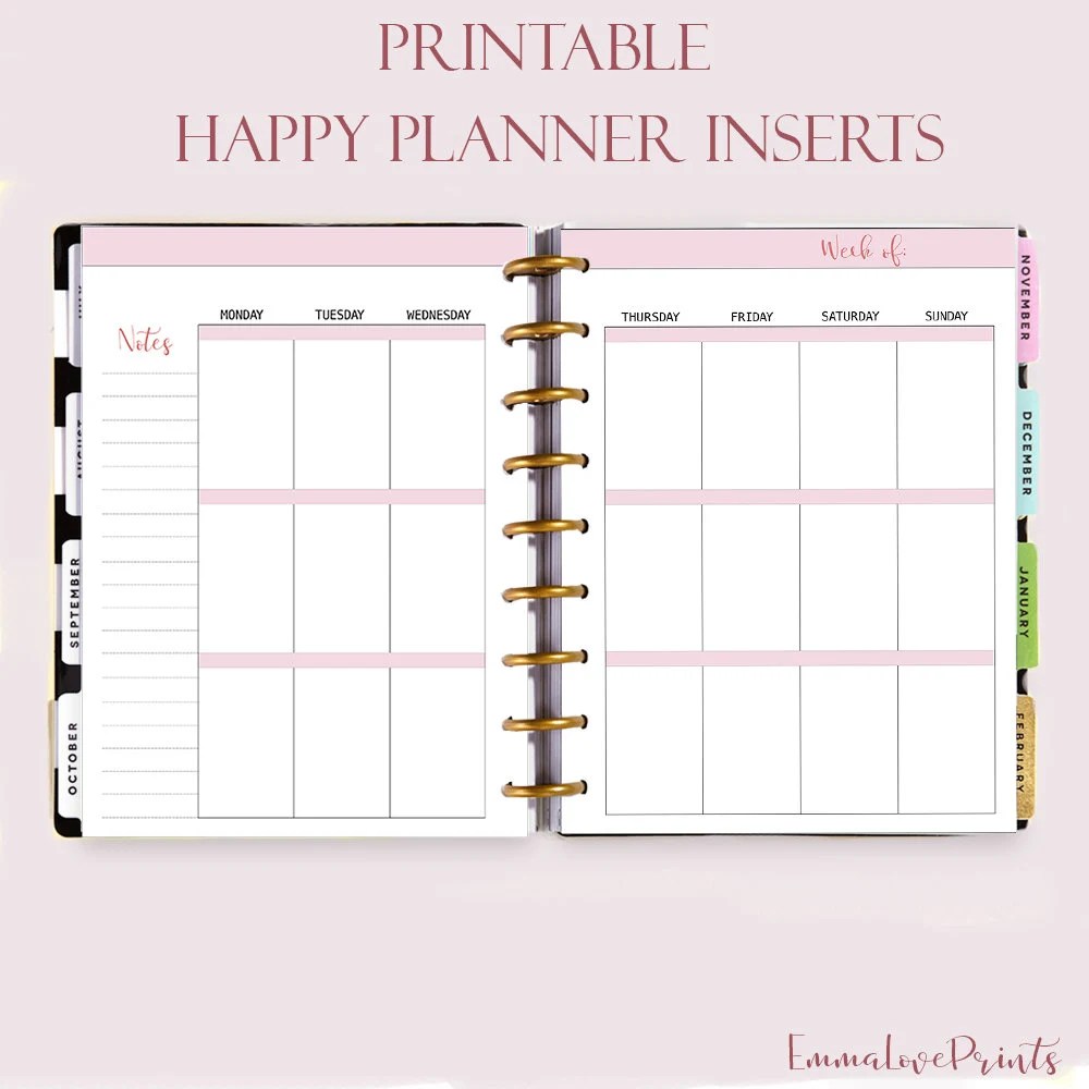 Free Classic Happy Planner Printable Inserts at Anita Passarelli blog