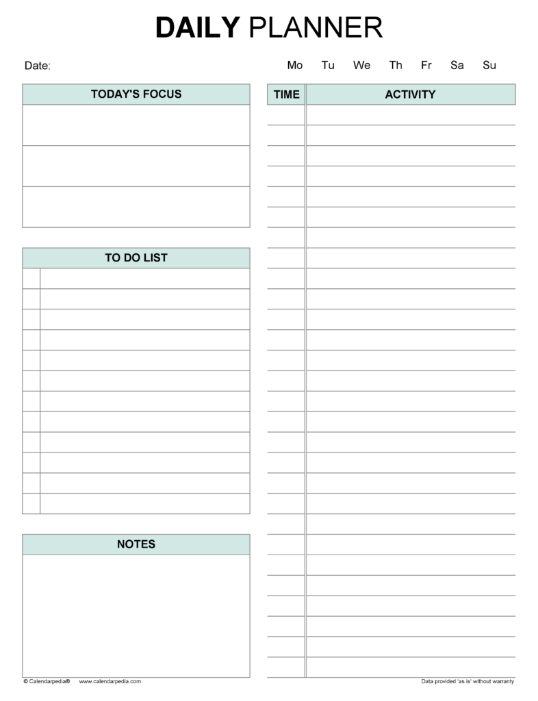 Free Daily planners in PDF format – 20+ templates Free Daily planners in PDF format - 20+ templates