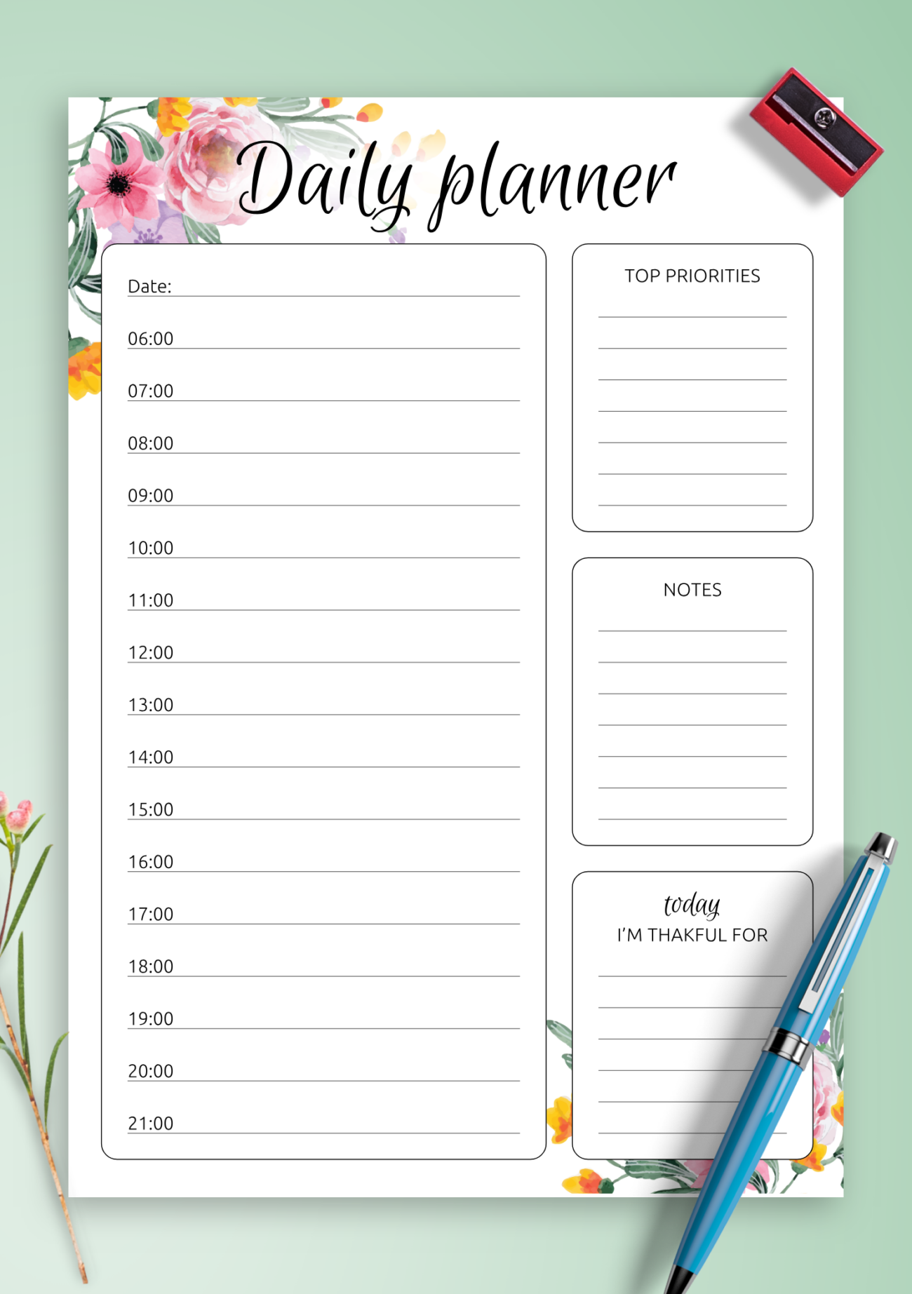 Free Daily Planners To Print - Free Day Planner Printable – Get Organized Now! - Printables for Everyone