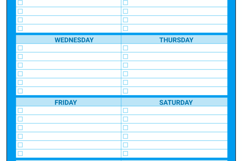 Free Download Weekly Planner Template - Free Weekly Planner Templates