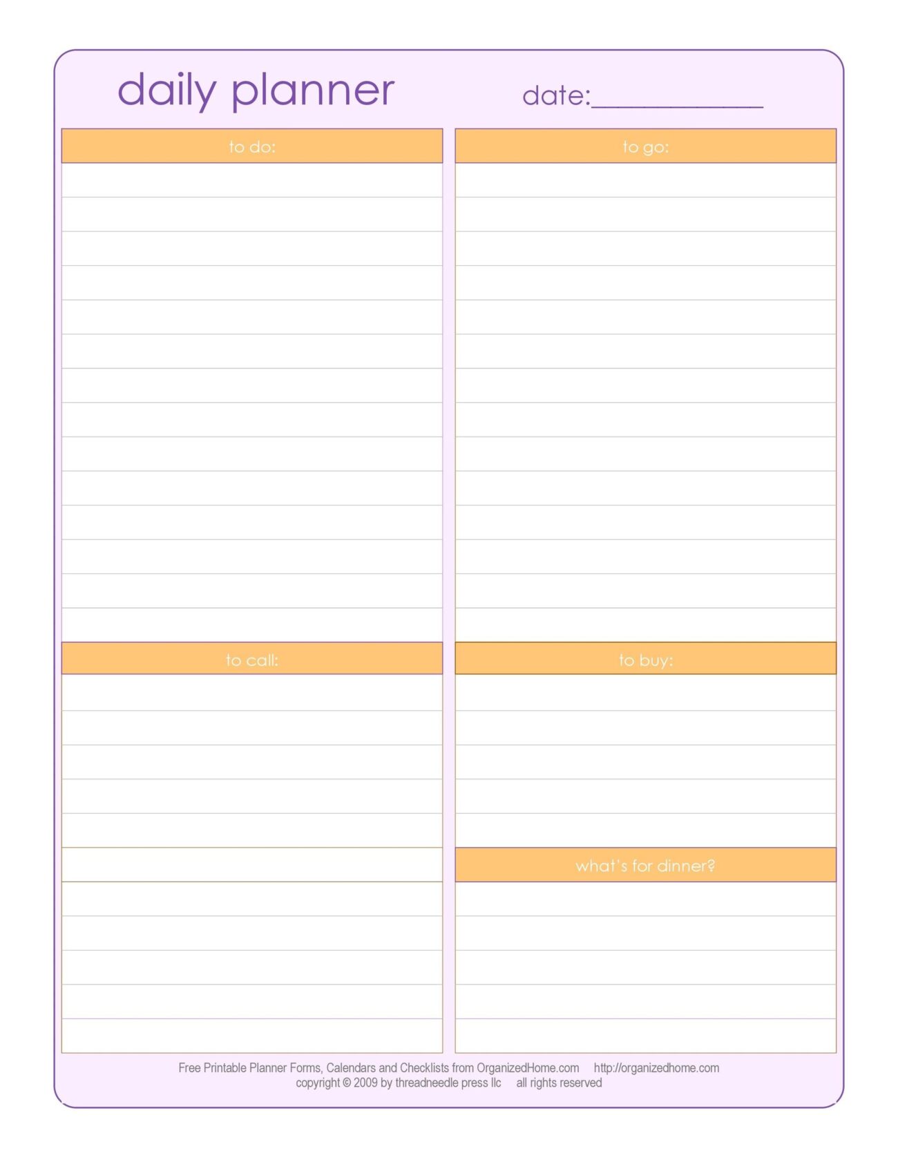 Free Editable Daily Planner Template - Free Printable Daily Planner Template - Printable Templates