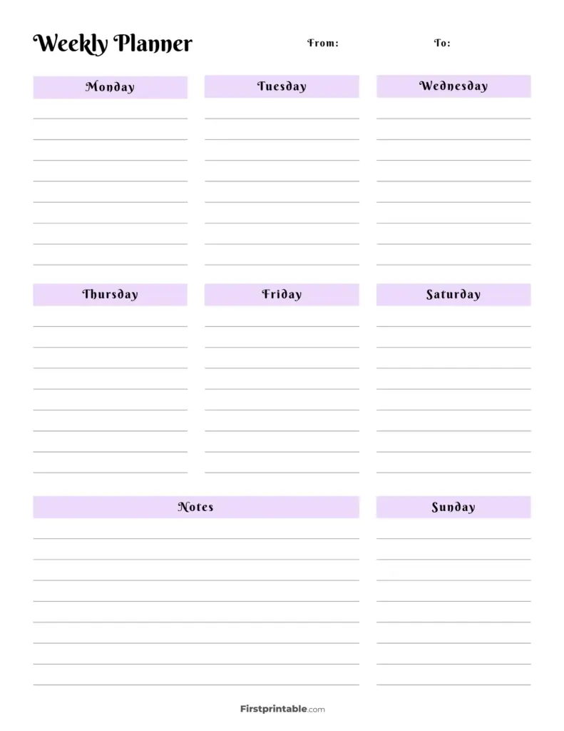 Free Editable Weekly Planner Template - Weekly Planner Template A4