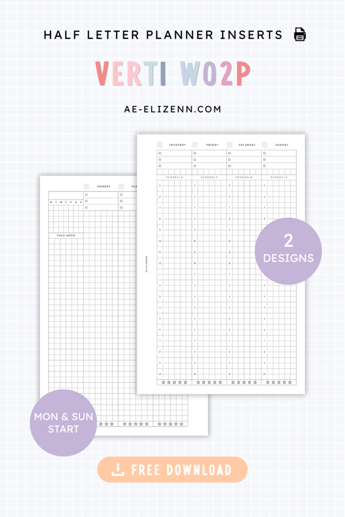 Free half letter printable planner inserts – Artofit