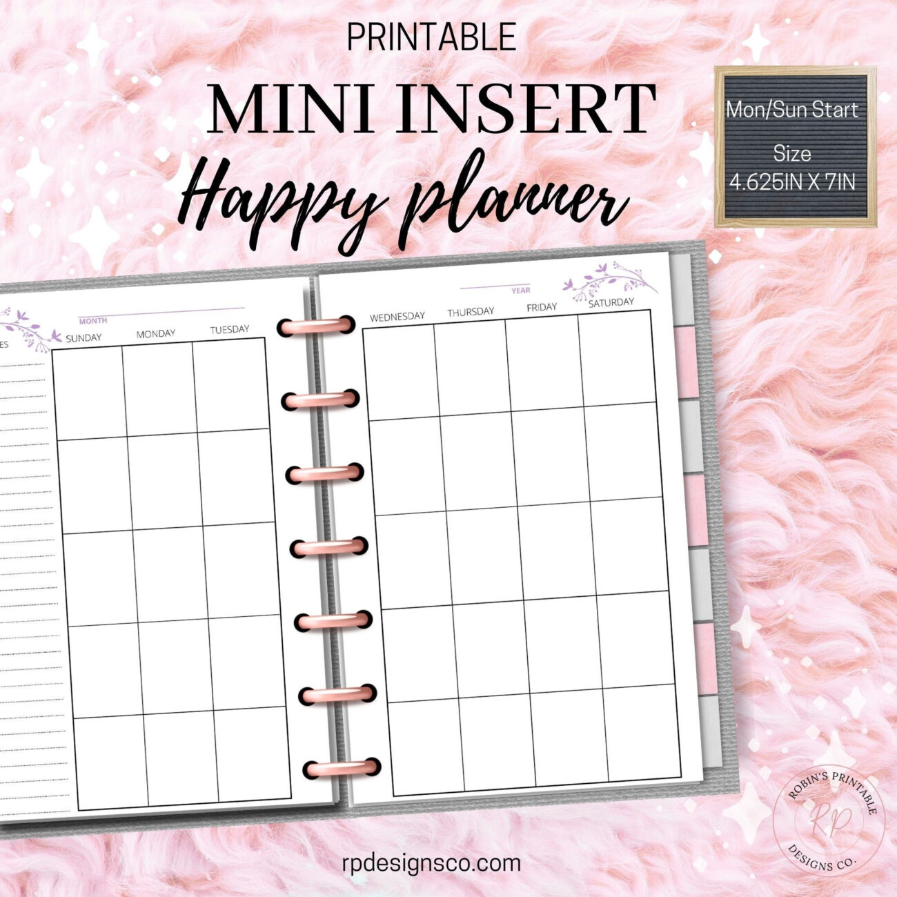 Free Mini Happy Planner Inserts - Mini Happy Planner Inserts, Undated Monthly Vertical Layout, Two Page ...