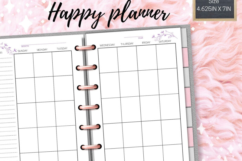 Free Mini Happy Planner Inserts - Mini Happy Planner Inserts, Undated Monthly Vertical Layout, Two Page ...