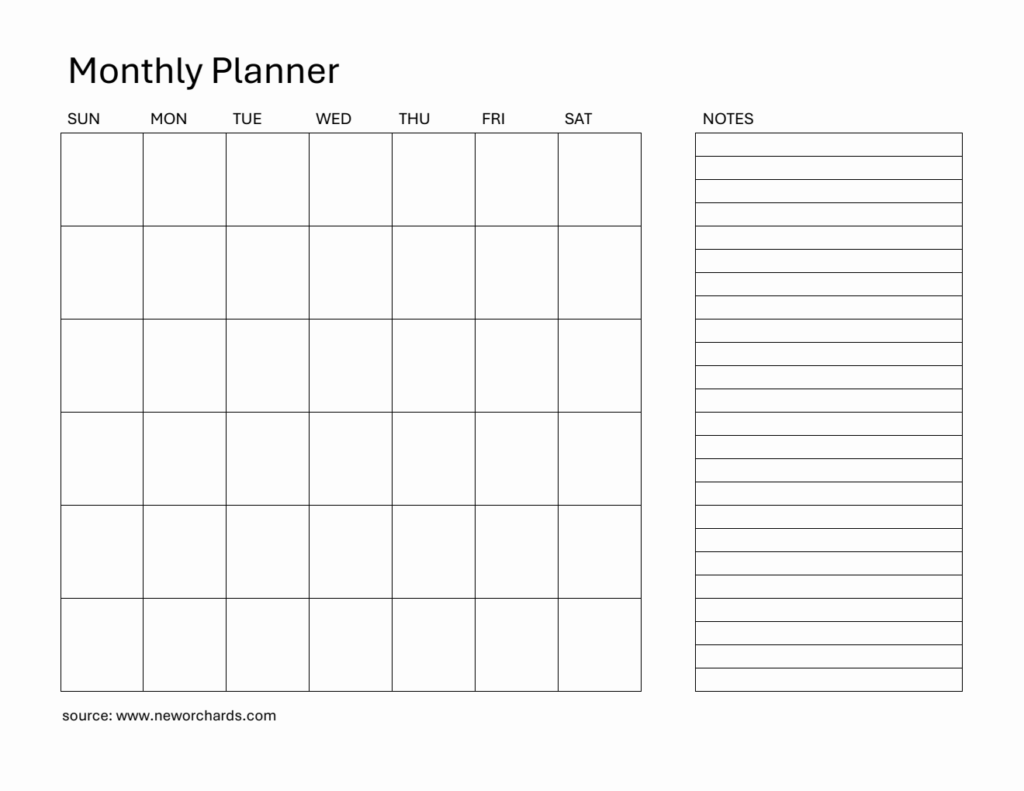 Free Month At A Glance Templates (PDF, Word, Excel)
